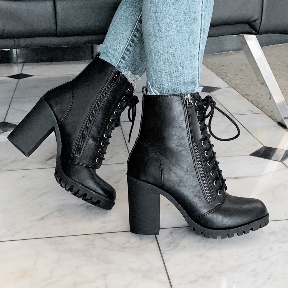 Black combat booties